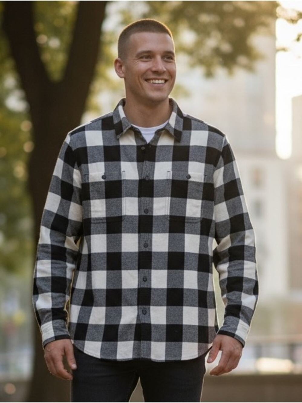 SONOMA Men’s Large Black White Check SUPERSOFT FLANNEL